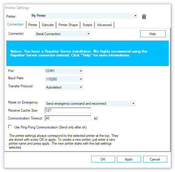 Connection - Repetier Software